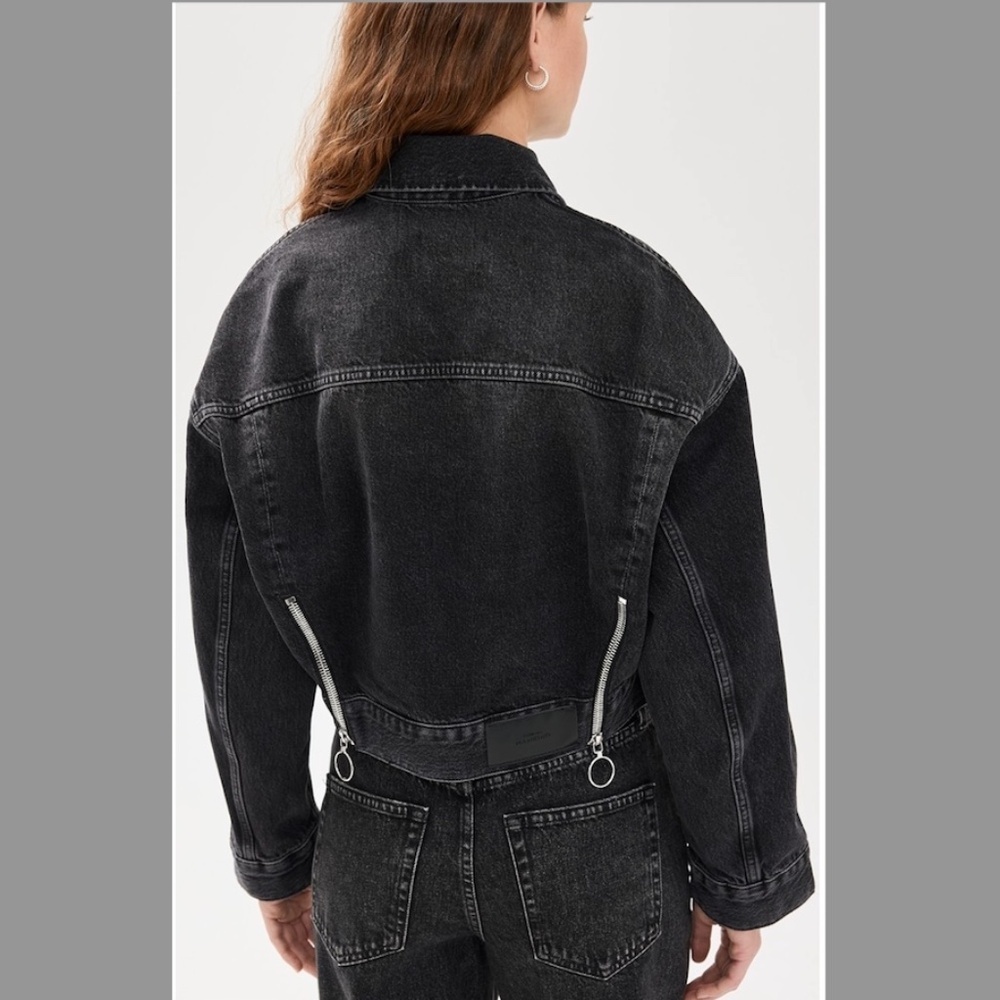 7 For All Mankind Oversized Oli Cropped Trucker Jacket in Hustle (NWT) Size XS - Picture 5 of 16